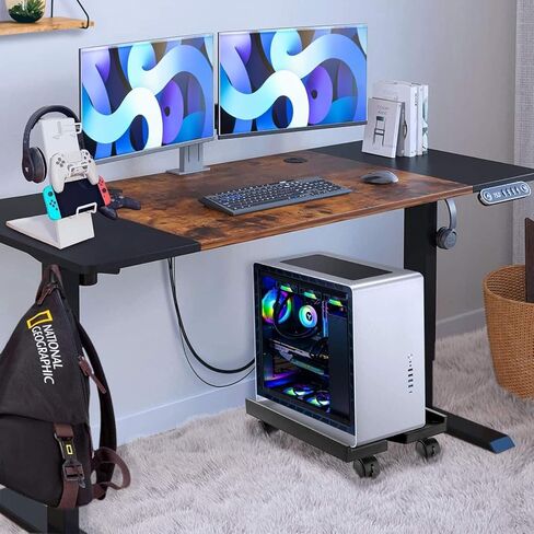 Pc Stand for Floor, Adjustable Computer Tower Stand for Carpet,Mobile CPU Stand with 4 Rolling Caster Wheels, PC Tower Stand Fits Most PC Under Desk-D-Black in Kuwait