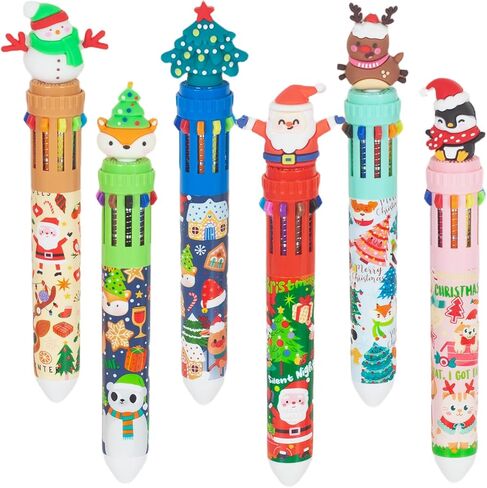 Multicolor Ballpoint Pen 0.7 mm, 10-in-1 Colored Pens Fine Point Retractable Cute Cartoon Animal Ballpoint Pens for Office School Supplies Students Kids Gifts, 6 Pack in Saudi Arabia