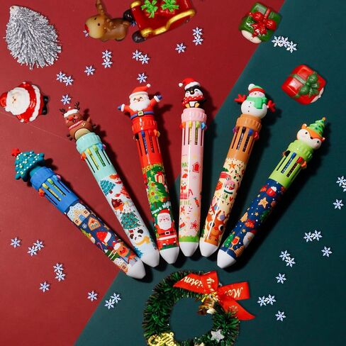 Multicolor Ballpoint Pen 0.7 mm, 10-in-1 Colored Pens Fine Point Retractable Cute Cartoon Animal Ballpoint Pens for Office School Supplies Students Kids Gifts, 6 Pack in Saudi Arabia