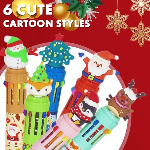 Multicolor Ballpoint Pen 0.7 mm, 10-in-1 Colored Pens Fine Point Retractable Cute Cartoon Animal Ballpoint Pens for Office School Supplies Students Kids Gifts, 6 Pack in Saudi Arabia