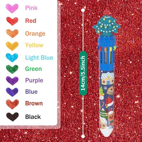 Multicolor Ballpoint Pen 0.7 mm, 10-in-1 Colored Pens Fine Point Retractable Cute Cartoon Animal Ballpoint Pens for Office School Supplies Students Kids Gifts, 6 Pack in Saudi Arabia