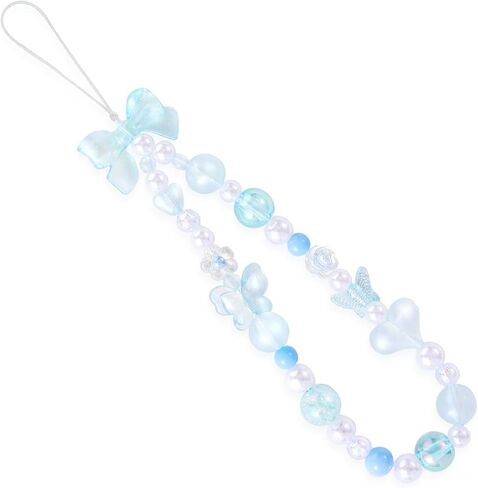 حزام سحر الهاتف بالخرز ، زهرة الفراشة الزرقاء الحب قلب القوس القوس حبل الهاتف سحر الهاتف الكريستال معصم معصم مفاتيح لطيف للهاتف المحمول والكاميرا والمحفظة in Kuwait