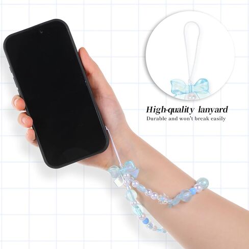 حزام سحر الهاتف بالخرز ، زهرة الفراشة الزرقاء الحب قلب القوس القوس حبل الهاتف سحر الهاتف الكريستال معصم معصم مفاتيح لطيف للهاتف المحمول والكاميرا والمحفظة in Kuwait