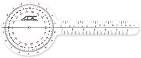 ADC 8 Inch Goniometer, Multi Use, 360 Degree Head with Two Calibrated Scales, Transparent in Saudi Arabia