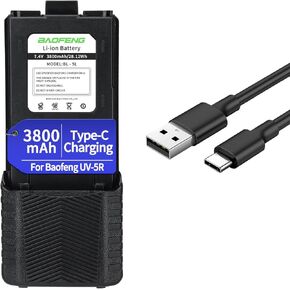 Baofeng UV-5R بطارية UV5R القابلة لإعادة الشحن الموسعة 3800mAh بطارية الشاحن عالي السعة USB-C لسلسلة BF-F8HP Series M-5R 5RX HAM RADIOS in Kuwait