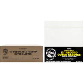 (100) 12" Resealable Record Outer Sleeves - Super Clear Premium 2 Mil Thick Archival Quality BOPP - 12-3/4" x 12-3/8" + 1-1/2" Flap #12SB02RS in Kuwait