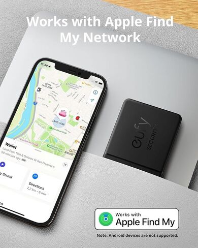 يعمل Eufy Security SmartTrack (Black ، 1Link +1Card) ، مع Apple Find My (iOS فقط) ، متعقب العناصر ، مكتشف الهاتف ، مقاوم للماء ، Android غير مدعوم in Saudi Arabia