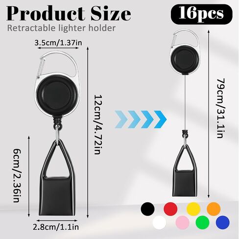 6 Pcs Retractable Lighter Leash, Keychain Lighter Holder with Clip Classic Lighter Cover Single Clip for Convenience Multicolor Lighter Strap in Kuwait