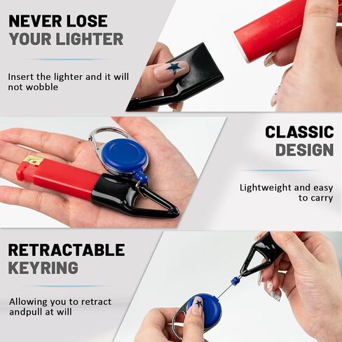 6 Pcs Retractable Lighter Leash, Keychain Lighter Holder with Clip Classic Lighter Cover Single Clip for Convenience Multicolor Lighter Strap in Kuwait
