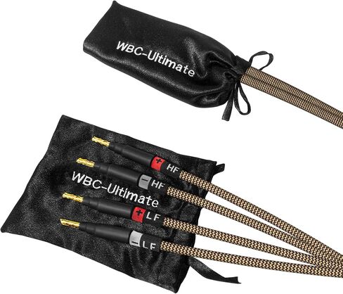 WORLDS BEST CABLES 25 Foot Ultimate - 9 AWG - Ultra-Pure OFC - Premium Audiophile HiFi Bi-Wire Speaker Cable Pair with Eminence Gold Banana Plugs & TnBrwn Tweed Jacket in Saudi Arabia