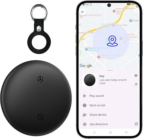 Bluetooth Tracker for Android, Google Certified Key Finder/Luggage Tracker/Item Locator Compatible with Google Find My Device App, Smart Tracking Tag for Keys, Suitcase, Backpack, Wallet (BK-1pack) in Kuwait