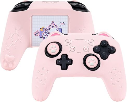مجموعة Geekshare Cat Paw Controller Grips Set - Switch Pro متوافق - حالة غطاء الحماية من السيليكون المضاد للانزلاق - أغطية عصا التحكم - الوردي in Saudi Arabia