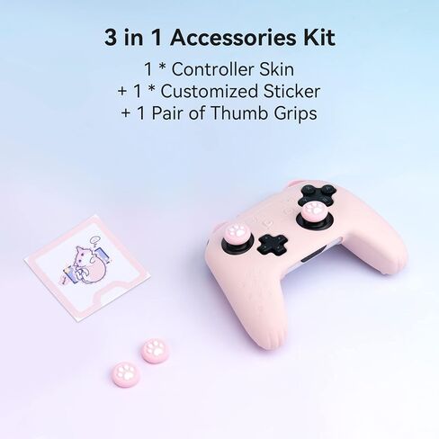مجموعة Geekshare Cat Paw Controller Grips Set - Switch Pro متوافق - حالة غطاء الحماية من السيليكون المضاد للانزلاق - أغطية عصا التحكم - الوردي in Saudi Arabia