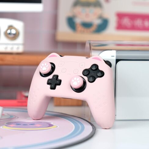 مجموعة Geekshare Cat Paw Controller Grips Set - Switch Pro متوافق - حالة غطاء الحماية من السيليكون المضاد للانزلاق - أغطية عصا التحكم - الوردي in Saudi Arabia