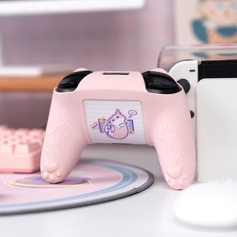 مجموعة Geekshare Cat Paw Controller Grips Set - Switch Pro متوافق - حالة غطاء الحماية من السيليكون المضاد للانزلاق - أغطية عصا التحكم - الوردي in Saudi Arabia