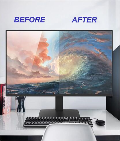 31.5 Inch 16:9 Computer Privacy Screen for Widescreen Monitor, Removable Anti Blue Light Glare Eye Protection Shield, Black Blackout Anti Spy Desktop Security Private Filter. Size Is(697*392 in Saudi Arabia