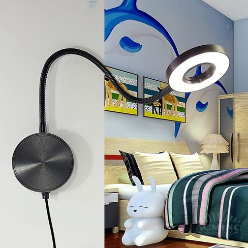 LED GOSONECK LAMP Dimmable ، 5W مثبتة على الجدار أضواء القراءة المصباح USB مصباح USB المصباح مع التبديل والكابل 1.9M ، لمس ضوء القراءة لغرف النوم وغرف الأطفال والأسود in Saudi Arabia