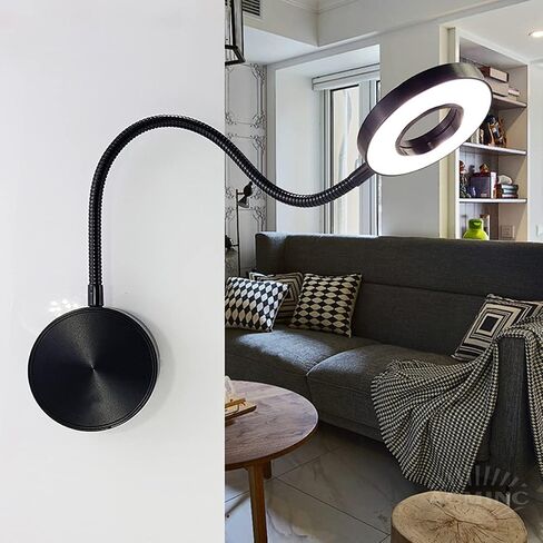 LED GOSONECK LAMP Dimmable ، 5W مثبتة على الجدار أضواء القراءة المصباح USB مصباح USB المصباح مع التبديل والكابل 1.9M ، لمس ضوء القراءة لغرف النوم وغرف الأطفال والأسود in Saudi Arabia