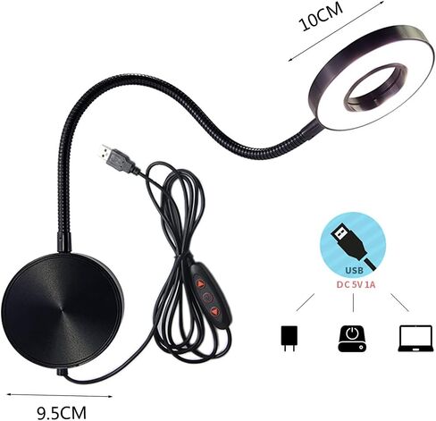 LED GOSONECK LAMP Dimmable ، 5W مثبتة على الجدار أضواء القراءة المصباح USB مصباح USB المصباح مع التبديل والكابل 1.9M ، لمس ضوء القراءة لغرف النوم وغرف الأطفال والأسود in Saudi Arabia