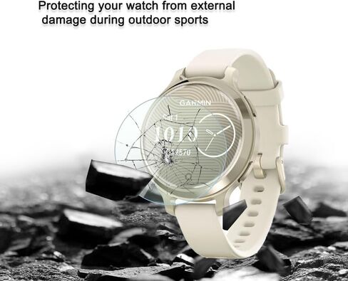 فيلم واقي متوافق مع Garmin Lily 2 حامي الشاشة الزجاجية النشطين + شحن شحن سدادات غبار المنفذ ، 9h مضاد للخلع ، (حزمة 4 + 4) ليس للليلي 2 / كلاسيكي in Kuwait