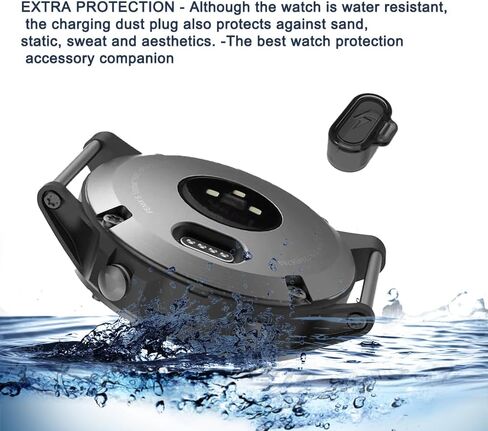 فيلم واقي متوافق مع Garmin Lily 2 حامي الشاشة الزجاجية النشطين + شحن شحن سدادات غبار المنفذ ، 9h مضاد للخلع ، (حزمة 4 + 4) ليس للليلي 2 / كلاسيكي in Kuwait