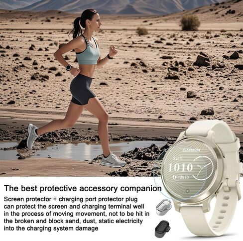 فيلم واقي متوافق مع Garmin Lily 2 حامي الشاشة الزجاجية النشطين + شحن شحن سدادات غبار المنفذ ، 9h مضاد للخلع ، (حزمة 4 + 4) ليس للليلي 2 / كلاسيكي in Kuwait