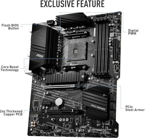 MSI B550-A PRO ProSeries Motherboard (AMD AM4, DDR4, PCIe 4.0, SATA 6Gb/s, M.2, USB 3.2 Gen 2, HDMI/DP, ATX) in Kuwait
