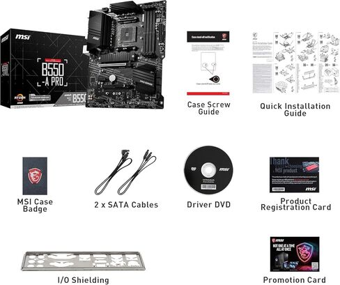 MSI B550-A PRO ProSeries Motherboard (AMD AM4, DDR4, PCIe 4.0, SATA 6Gb/s, M.2, USB 3.2 Gen 2, HDMI/DP, ATX) in Kuwait