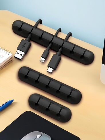 3-Packs Cable Holder Clips, Cable Management Cord Organizer Clips Self Adhesive for Desktop USB Charging Cable Nightstand Power Cord Mouse Cable Wire PC Home,Office,Car,Desk,Nightstand(7, 5, 3 Black) in Saudi Arabia