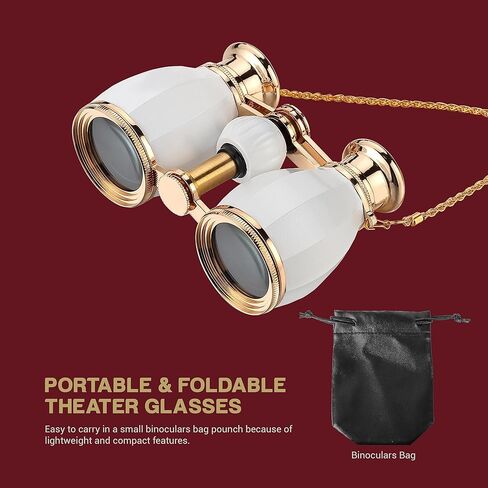 نظارات أوبرا ESSLNB مناظير للنساء البالغين 4 × 30 مم نظارات مسرح مدمجة مناظير للمسرح والحفلات الموسيقية العتيقة ثنائية المنظار مع حقيبة قابلة للإزالة سلسلة حمراء in Kuwait