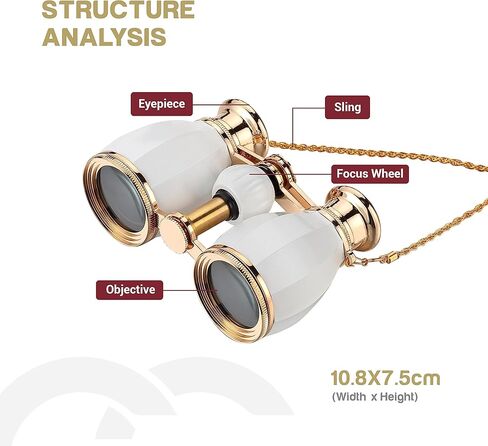 نظارات أوبرا ESSLNB مناظير للنساء البالغين 4 × 30 مم نظارات مسرح مدمجة مناظير للمسرح والحفلات الموسيقية العتيقة ثنائية المنظار مع حقيبة قابلة للإزالة سلسلة حمراء in Kuwait