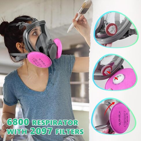 ANUNU Full Face Respirator Mask - Gas Mask with Filters for Chemical, Paint Vapors, Gases, Dust, Sanding, Welding, Woodworking, Machine Polishing in Kuwait