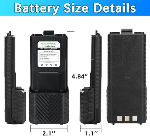 Baofeng UV-5R بطارية UV5R القابلة لإعادة الشحن الموسعة 3800mAh بطارية الشاحن عالي السعة USB-C لسلسلة BF-F8HP Series M-5R 5RX HAM RADIOS in Kuwait