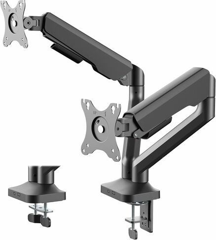 VIVO Dual Pneumatic Arm Ultra-Wide Monitor Mount for up to 35 inch Screens, Holds 26.4 lbs per Arm, Desk Mount Monitor Stand for 2 Ultrawides, Black, STAND-V200O in Saudi Arabia