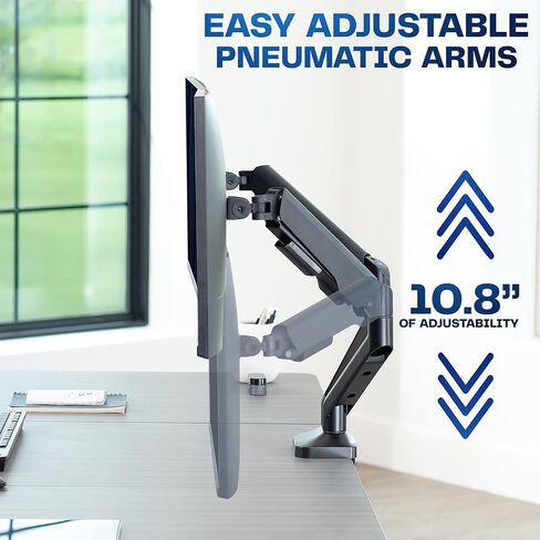 VIVO Dual Pneumatic Arm Ultra-Wide Monitor Mount for up to 35 inch Screens, Holds 26.4 lbs per Arm, Desk Mount Monitor Stand for 2 Ultrawides, Black, STAND-V200O in Saudi Arabia