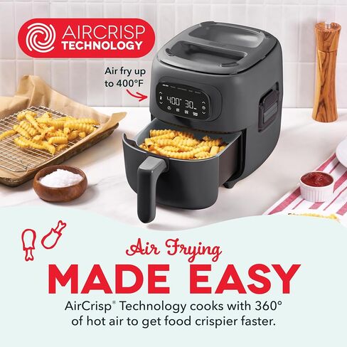 Dash Flip & Fry™ Digital 2-in-1 Grill + Air Fryer with 4 functions, 3 Qt Capacity, Air fryer & Indoor Grill for fries, wings, burgers and more - Navy in Saudi Arabia