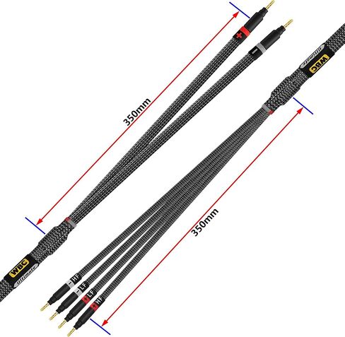 أفضل كابلات في العالم 15 قدمًا في Ultimate - 9 AWG - Pure OFC - Premium Audiophile Hifi Bi -Wire Cable زوج مع مقابس Banana Gold Gold و Carbon Tweed سترة in Saudi Arabia