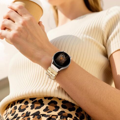 Leopard Engraved Band 5PCS Charm Compatible with Samsung Galaxy Watch 7/6/5/4/For Galaxy FE /6 Classic/4 Classic/5 Pro/Active 2,20mm Watch Band Women Cute Soft Silicone Strap Replement Bracelet in Kuwait