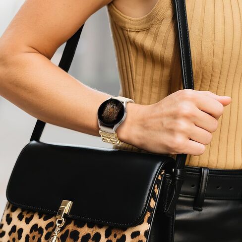 Leopard Engraved Band 5PCS Charm Compatible with Samsung Galaxy Watch 7/6/5/4/For Galaxy FE /6 Classic/4 Classic/5 Pro/Active 2,20mm Watch Band Women Cute Soft Silicone Strap Replement Bracelet in Kuwait