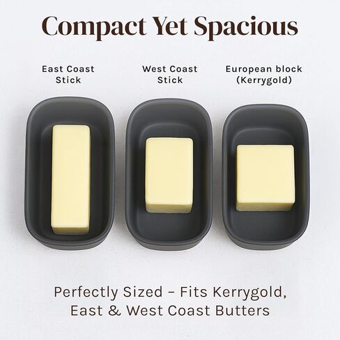 طبق زبدة كريمية بيضاء مع غطاء لسطح الطاولة - وعاء زبدة الخيزران الحديث - صينية لحفظ الزبدة آمنة للاستخدام في غسالة الأطباق - حاوية حامل زبدة بحجم مثالي لزبدة كبيرة على الطراز الأوروبي مثل كيريجولد in Kuwait