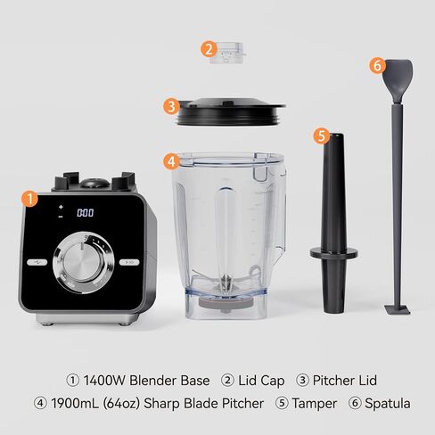 Home Blender ، 1400 واط خلاط عالي السرعة لقوة سحق الثلج ، شفرات الفولاذ المقاوم للصدأ ، مؤقت المطبخ ، 10 سرعات ، 6 برامج للعصائر ، المشروبات المجمدة ، التنظيف الذاتي ، الإنتاج 64 أوقية بالجملة in Saudi Arabia