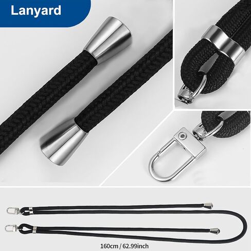 علبة Crossbody المقاومة للصدمات لـ iPhone 16 Pro Max - الحبل القابل للتعديل مع حزام الرقبة والكتف - غطاء واقعي كامل (أبيض ، iPhone 16 Pro Max) in Kuwait