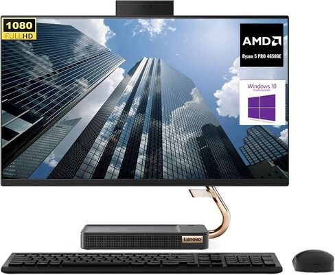 Lenovo Ideacentre A540 All-in-One, 23.8" FHD Desktop, AMD Ryzen 5 Pro 4650GE, 32GB RAM 1TB PCIe SSD, Webcam, Wi-Fi, Wireless Keyboard & Mouse, Windows 10 Pro, Black in Saudi Arabia
