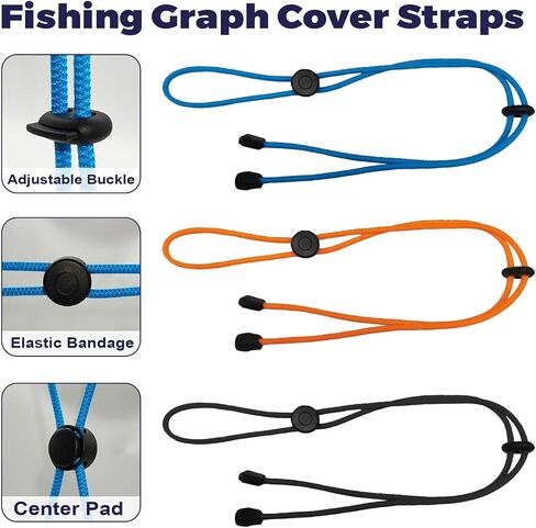 3 Pack Adjustable Fishing Graph Cover Straps,Fish Finder Bungee Strap Fastener,for Travel Protection Against Damage in Saudi Arabia