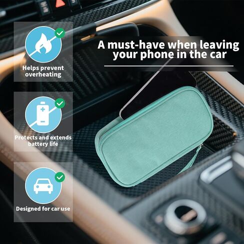 Car Phone Cooling Bag, Cooling Bag for Cell Phone with 2 Reusable Ice Packs to Prevent Overheating Extends Battery Life Thermal Cellphone Case Fits All Cellphones (Green) in Saudi Arabia