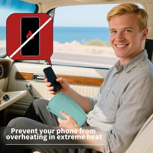 Car Phone Cooling Bag, Cooling Bag for Cell Phone with 2 Reusable Ice Packs to Prevent Overheating Extends Battery Life Thermal Cellphone Case Fits All Cellphones (Green) in Saudi Arabia
