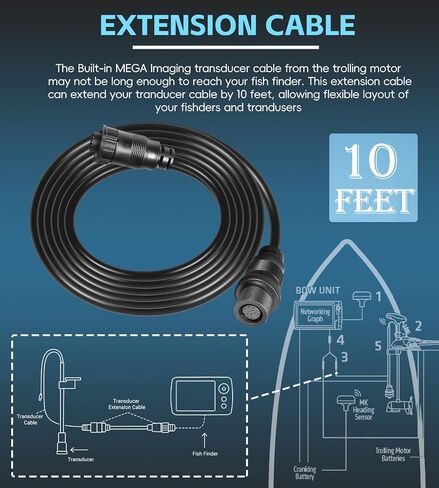 720106-1 EC M3 14W10 Transducer Extension Cable – 10 Foot Sonar Cable for APEX, SOLIX, Onix Fish Finders, Compatible with Minn Kota Trolling Motors with Built-in MEGA Imaging in Saudi Arabia