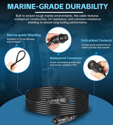 720106-1 EC M3 14W10 Transducer Extension Cable – 10 Foot Sonar Cable for APEX, SOLIX, Onix Fish Finders, Compatible with Minn Kota Trolling Motors with Built-in MEGA Imaging in Saudi Arabia