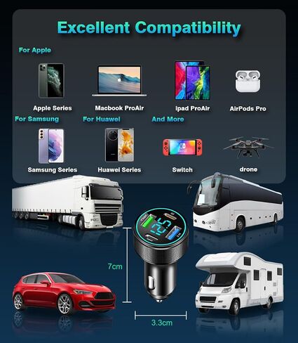2 حزم من 66W USB C Char Charger 4 Port Car Charger Adapter مع 30W PD ، 3.1A سجلة الألومنيوم سجلة شاحن USB وزارة USB مع LED Voltmeter متوافق مع الهاتف 15 14 13 in Kuwait