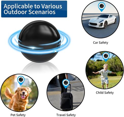 GPS Tracker for Vehicles, Car Tracker for Vehicles, No Monthly Fee Subscription - Mini GPS Tracker Locator with Magnetic Suction, Location Tracker for Car, Pets, No Sim Card Required ﻿ (Black) in Saudi Arabia
